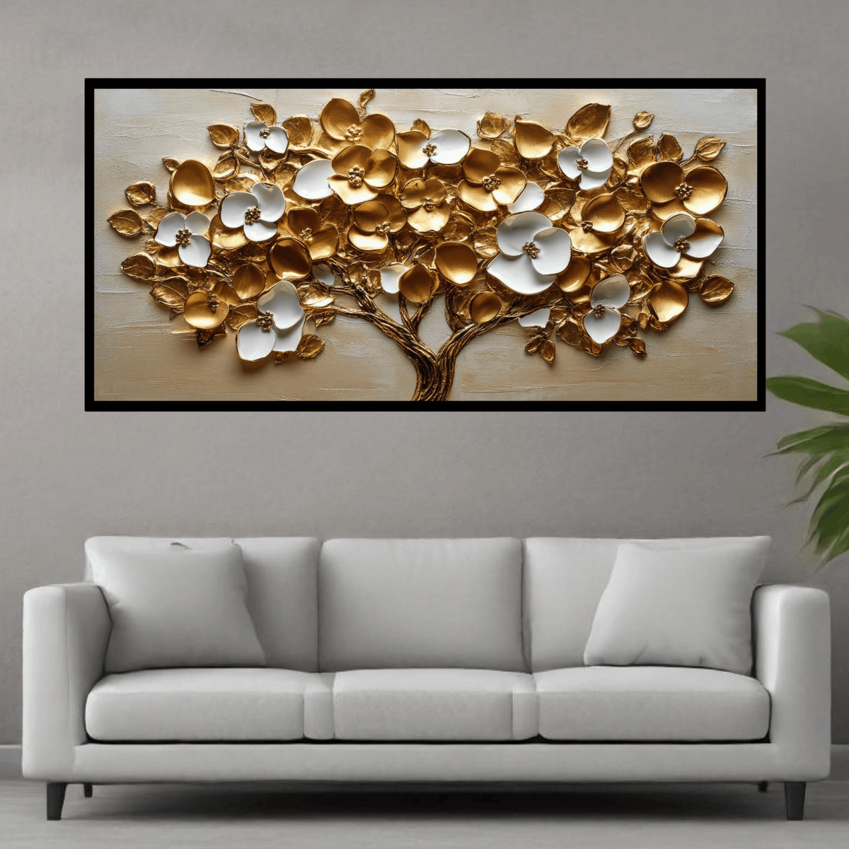 Tree with gold & Silver flower: Wall Paintings by Creative Decor
