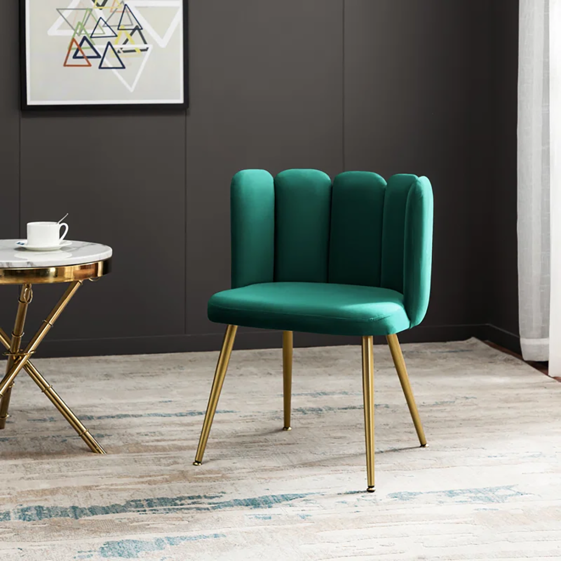CreativeDecore Velvet marsillio   Accent Chair/dining chair/café chair/side chair   for  Living Room, dining room ,restaurant  Armchair  with Gold Legs.