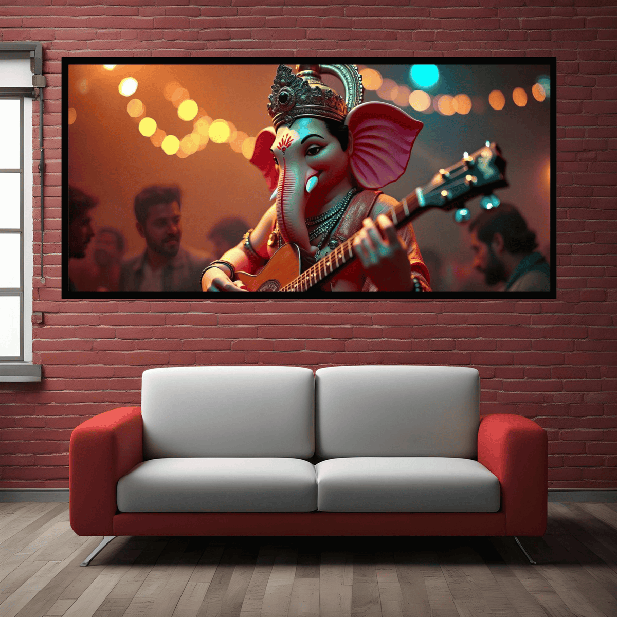 Handcrafted Playing Guitar Ganesh Ji Idol for Home Décor and Gifts