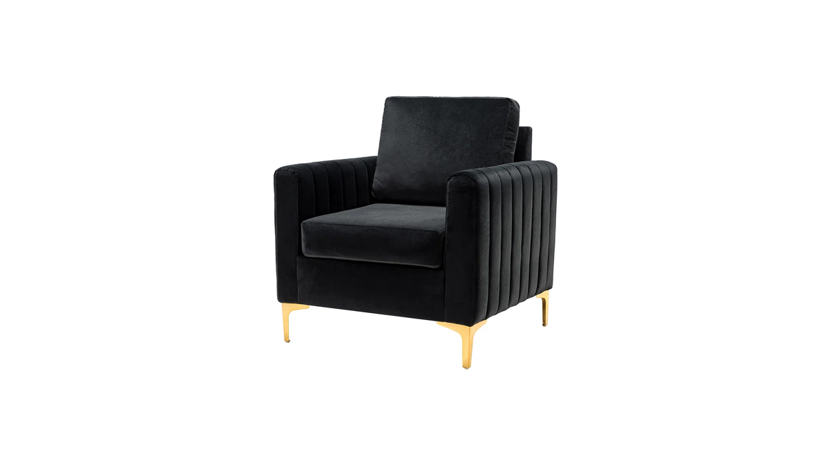 CreativeDecore Velvet Rafeal  Accent Chair/Lounge Chair for  Living Room, Bedroom, Armchair Sofa Chair with Gold Legs.