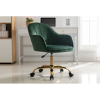 Comfy CreativeDecore Green Auroratask Chair | Study, Office Swivel Chair with Gold Base & Armrests