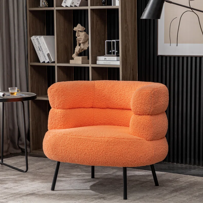 CreativeDecore Velvet CliveAccent Chair/Lounge Chair for  Living Room, Bedroom, Armchair Sofa Chair with natural finish Black  legs