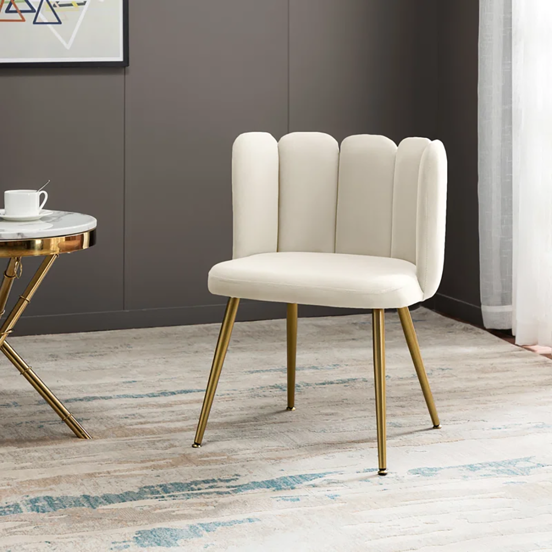 CreativeDecore Velvet marsillio   Accent Chair/dining chair/café chair/side chair   for  Living Room, dining room ,restaurant  Armchair  with Gold Legs.