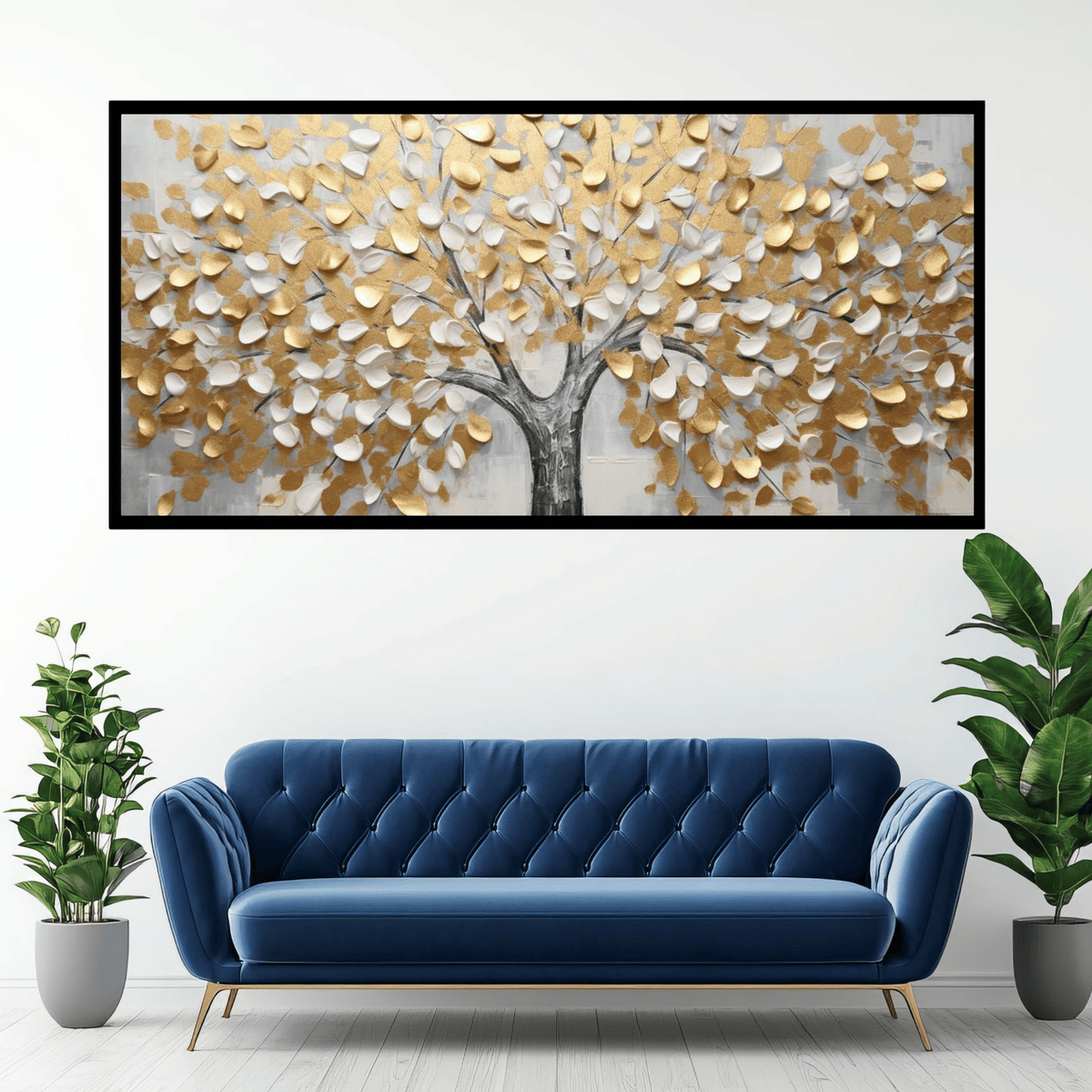 Tree With White & gold Leaf: Wall Paintings by Creative Decor