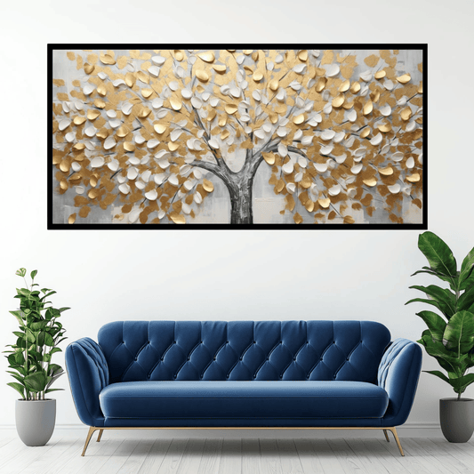 Tree With White & gold Leaf: Wall Paintings by Creative Decor