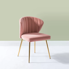 Elegant Pink Velvet Chimene Accent Chair with Gold Legs