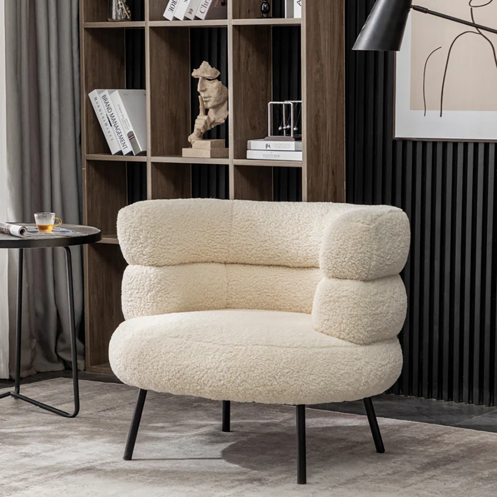 CreativeDecore Velvet CliveAccent Chair/Lounge Chair for  Living Room, Bedroom, Armchair Sofa Chair with natural finish Black  legs