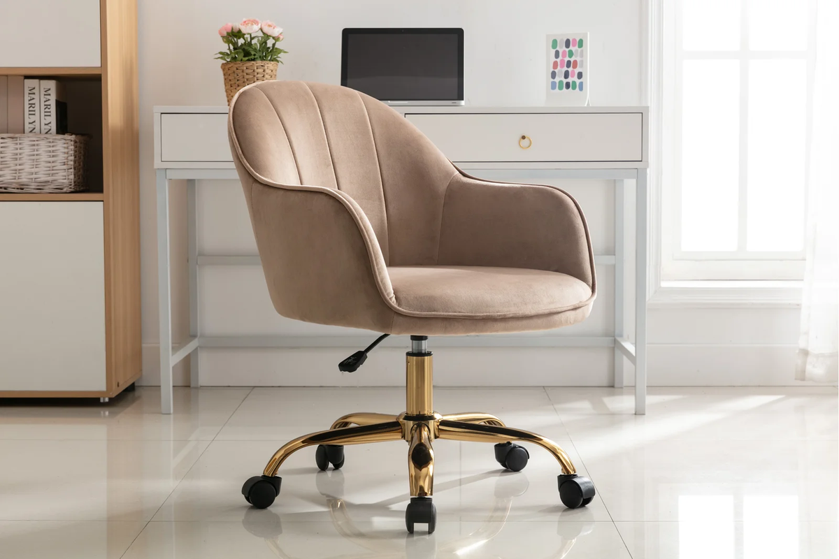 Comfy CreativeDecore Auroratask Chair | Study, Office Swivel Chair with Gold Base & Armrests