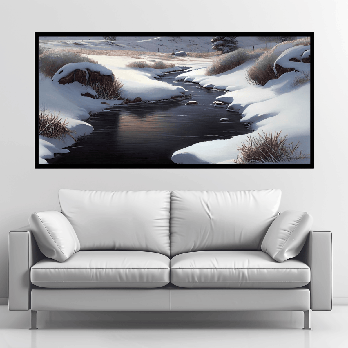 "Ice Landscape Photography Print - Frozen Nature Scene with Glaciers and Snow-Covered Mountains"