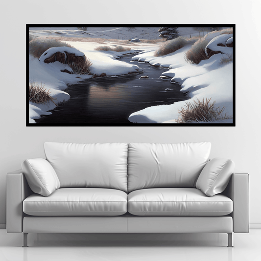 "Ice Landscape Photography Print - Frozen Nature Scene with Glaciers and Snow-Covered Mountains"