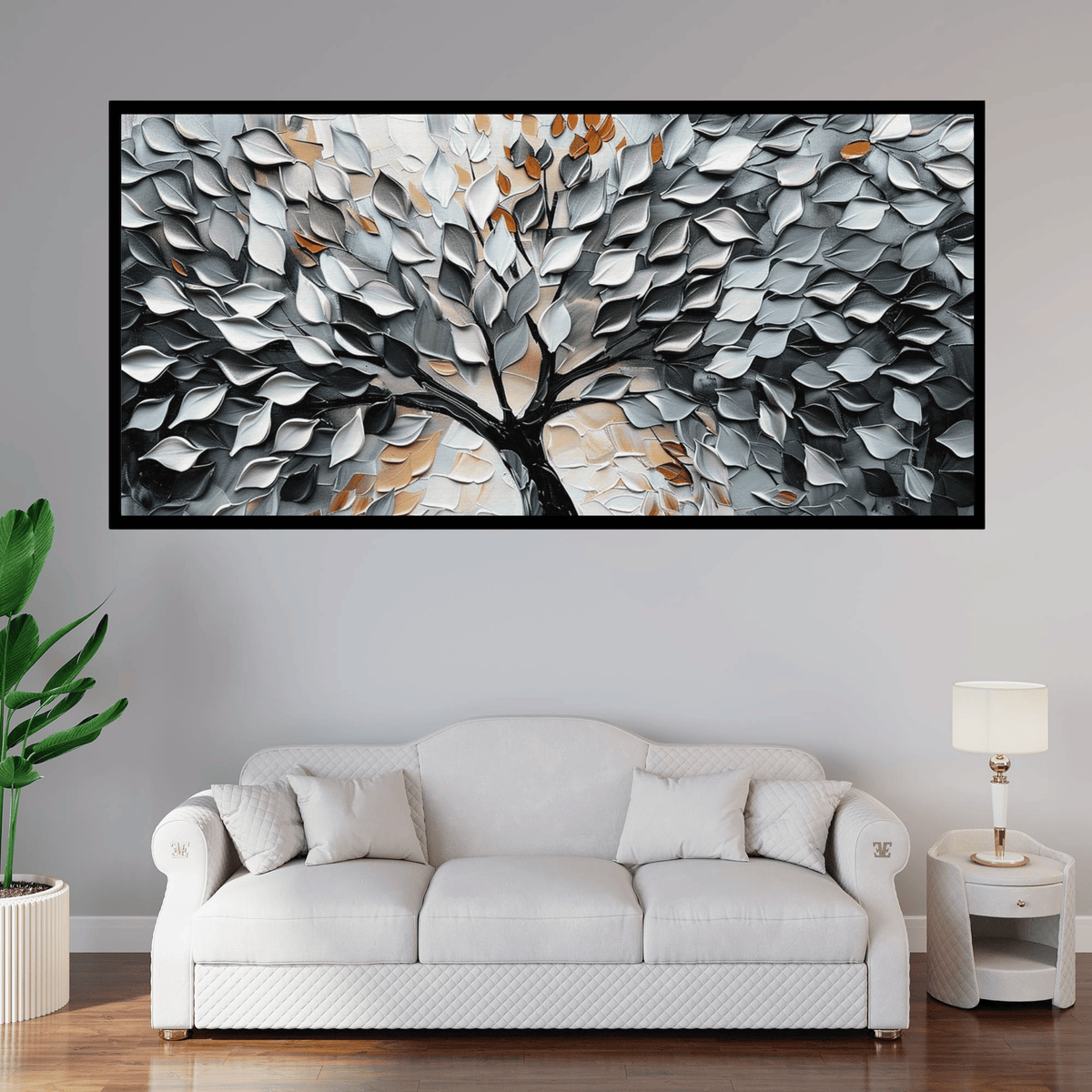 Tree With Silver Leaf: Wall Paintings by Creative Decor