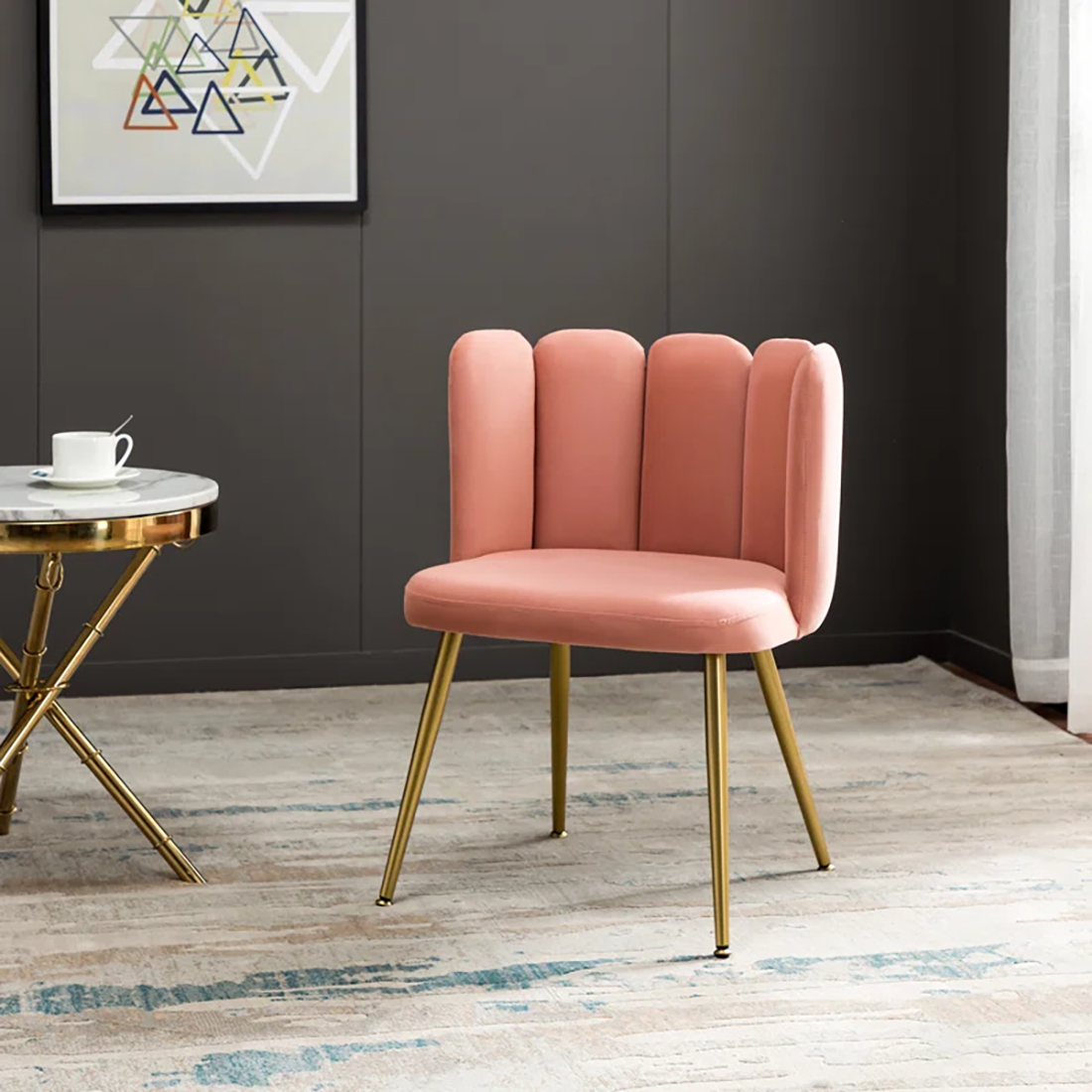 CreativeDecore Velvet marsillio   Accent Chair/dining chair/café chair/side chair   for  Living Room, dining room ,resturant  Armchair  with Gold Legs.