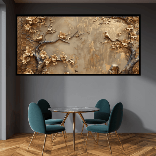Tree With Golden Structure: Wall Paintings by Creative Decor