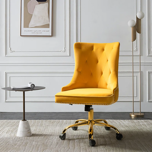 Doe Buck Velvet Swen task chair /study chair /office chair   for  study  Room, office  , swivel Armchair  with Gold base