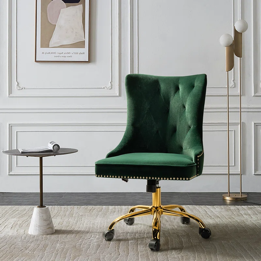 Doe Buck Velvet Swen task chair /study chair /office chair   for  study  Room, office  , swivel Armchair  with Gold base