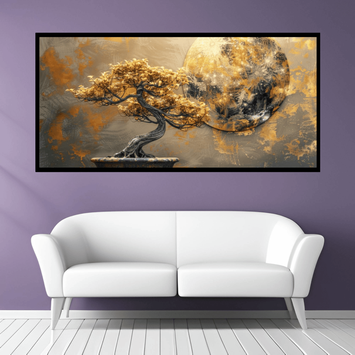 Golden tree with Abstract design: Wall Paintings by Creative Decor