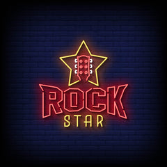 "Neon Light Rock Star with Red and Yellow Star"