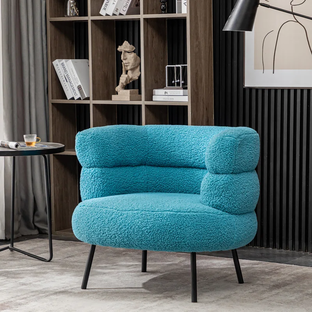 CreativeDecore Velvet CliveAccent Chair/Lounge Chair for  Living Room, Bedroom, Armchair Sofa Chair with natural finish Black  legs