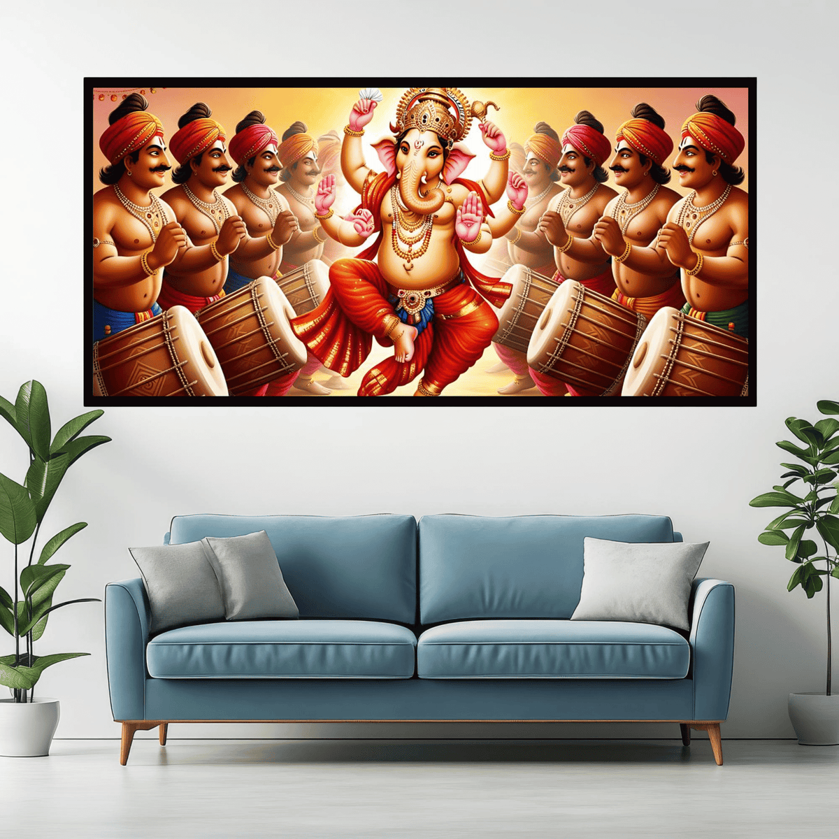 "People Beating Dhol and Dancing for Ganesh Ji - Festive Celebration"