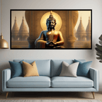 Buddha Ji in Temple with Chakra Behind His Head