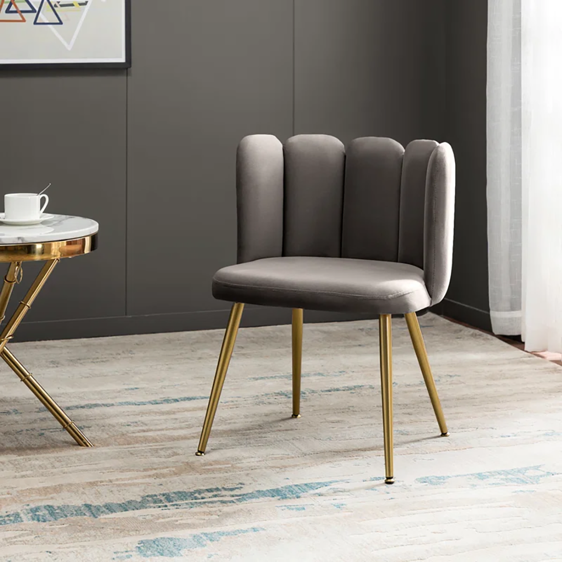 CreativeDecore Velvet marsillio   Accent Chair/dining chair/café chair/side chair   for  Living Room, dining room ,restaurant  Armchair  with Gold Legs.