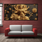 Divine Many-Hand Mata Rani Statue Sitting on Lion – Goddess Durga Idol for Worship.