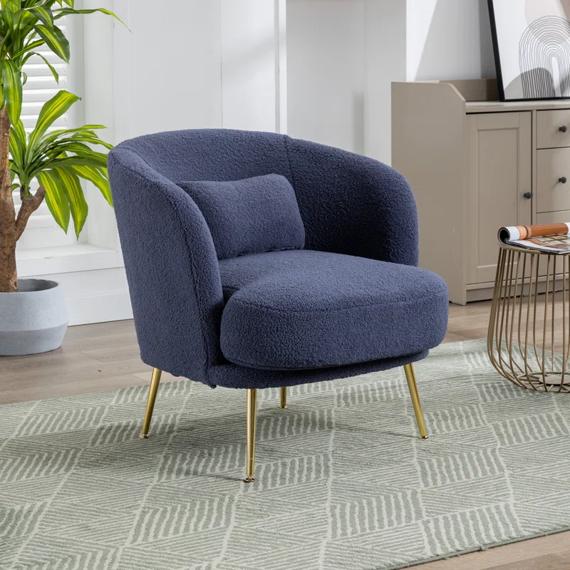 CreativeDecore Velvet Cititum Accent Chair/Lounge Chair for  Living Room, Bedroom, Armchair Sofa Chair with natural finish golden legs