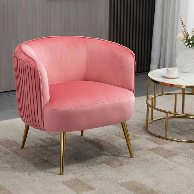 CreativeDecore Velvet Leiser Accent Chair/Lounge Chair for  Living Room, Bedroom, Armchair Sofa Chair with Gold Legs.
