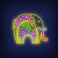 Neon Light Decorated Elephant