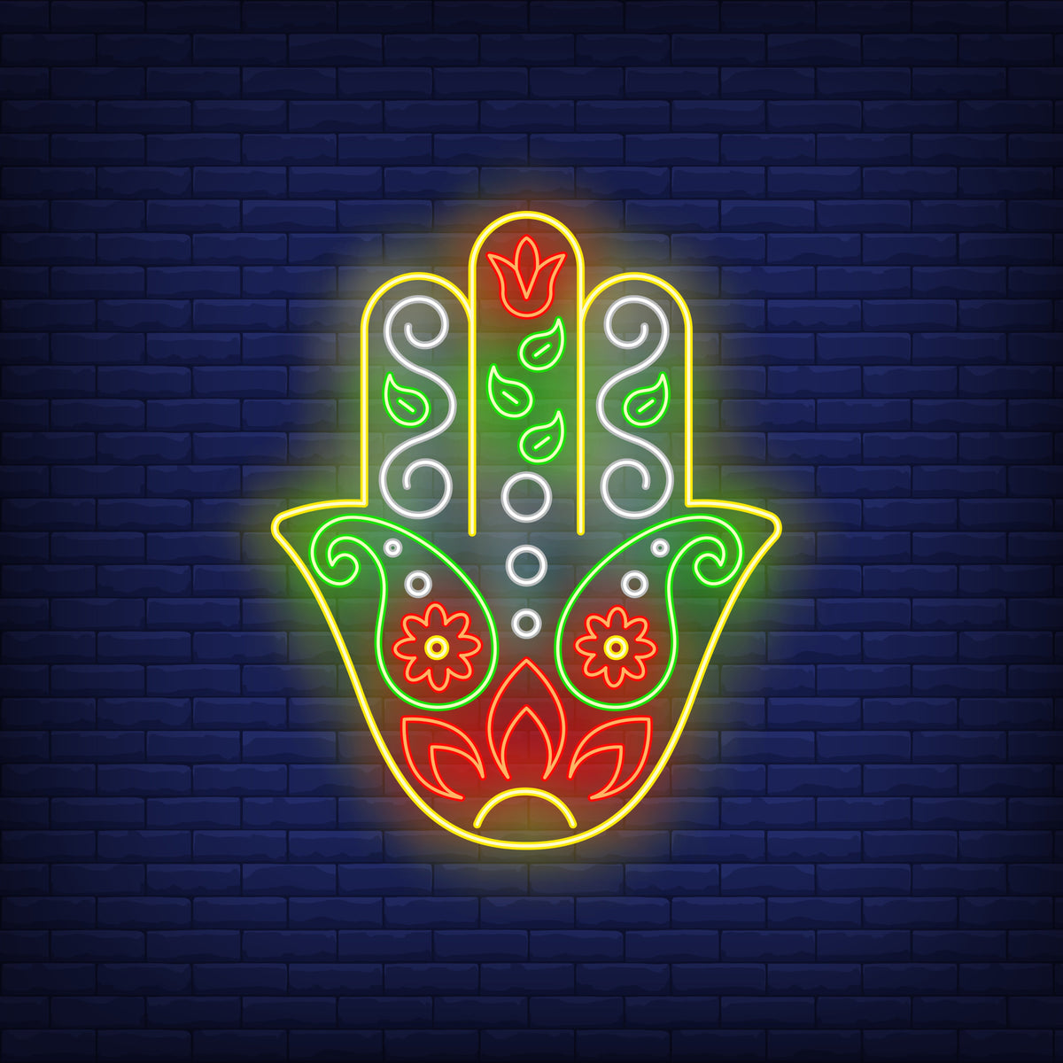 Neon Light Ganesh Hand