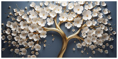 Vintage Gold Tree with white Flower: Wall Paintings by Creative Decor