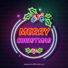 Neon Lights "Merry Christmas" in Multiple Colors with Decoration