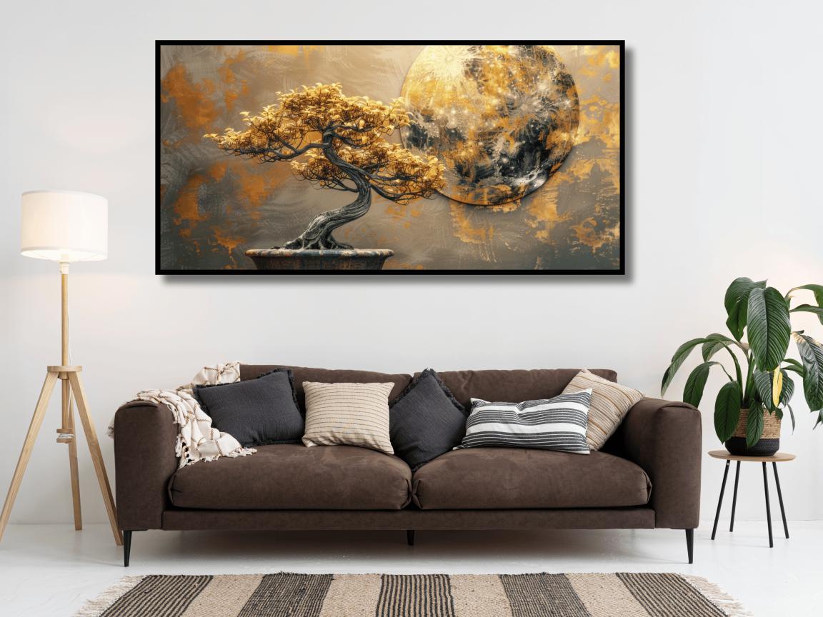 Golden tree with Abstract design: Wall Paintings by Creative Decor