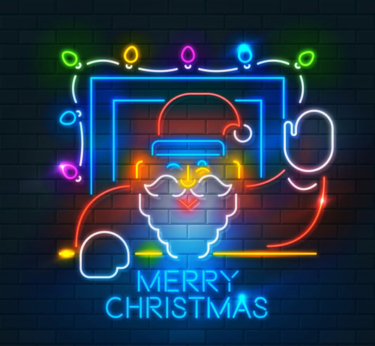 "Neon Light Merry Christmas with Santa - Multi-Color LED Neon Sign"