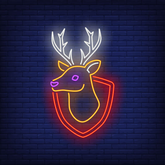 Neon Lights Wall Hanging Deer Head in Multicolor