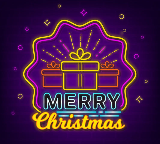 Neon Light Merry Christmas with Gift Box - Multi-Color LED Sign"