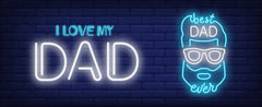 "Neon Lights 'Love You Dad' Sign in Blue - LED Wall Art for Father's Day"