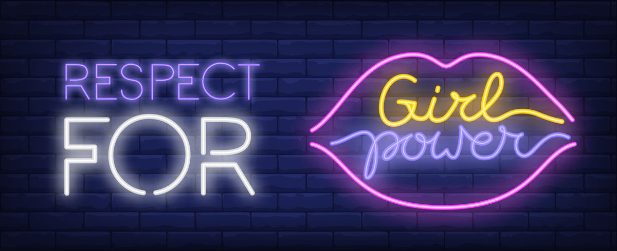 Neon Lights Respect Girls in Pink Lips Design