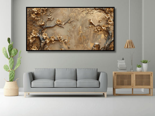 Tree With Golden Structure: Wall Paintings by Creative Decor