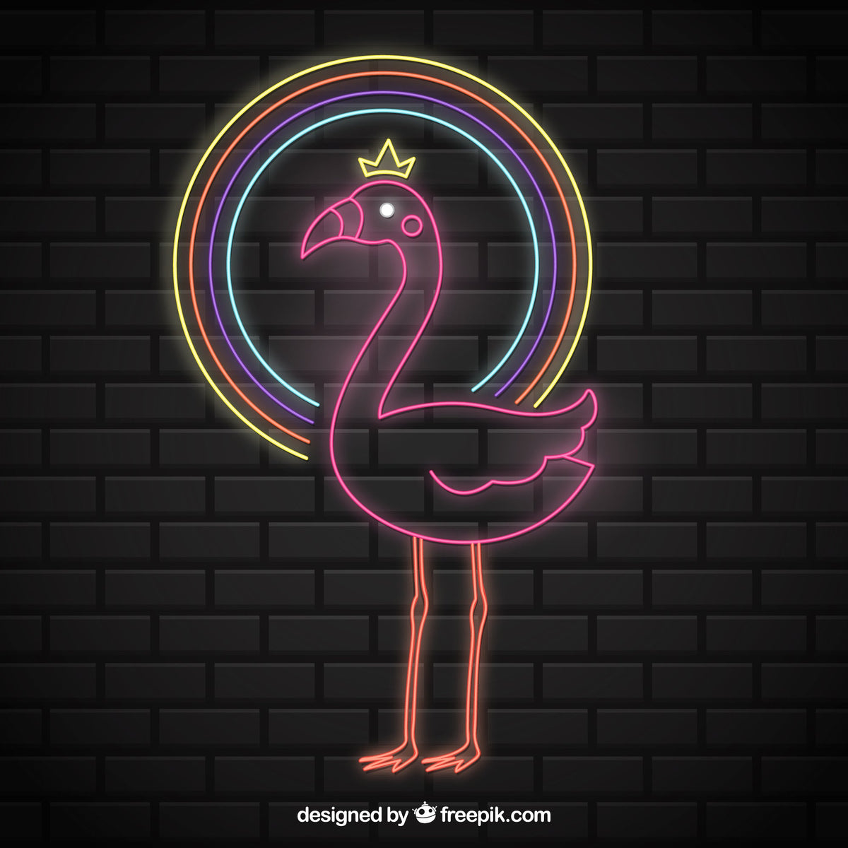 Neon Swan Light with Multi-Color Circle Design