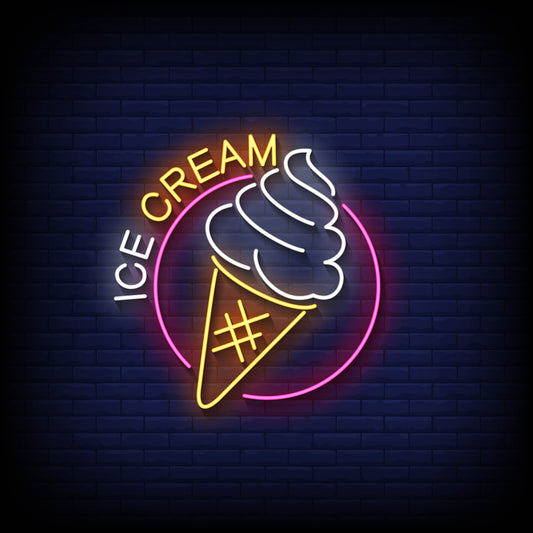 Neon Light Ice Cream with Ice Cream Cone Sign