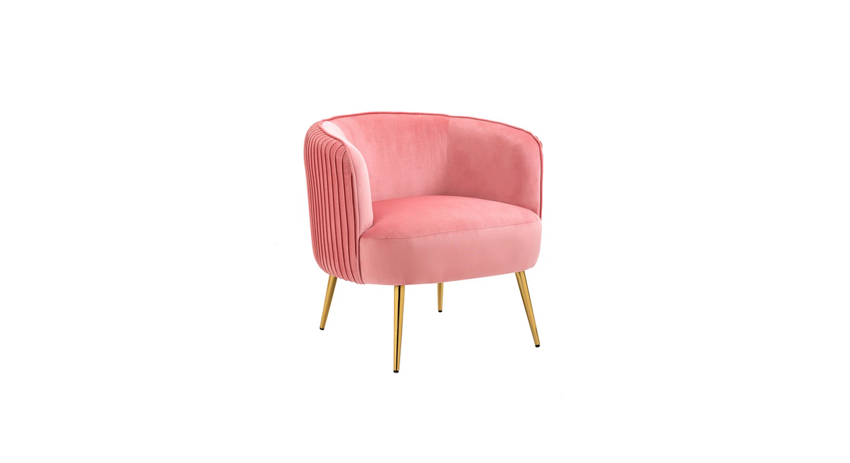 CreativeDecore Velvet Leiser Accent Chair/Lounge Chair for  Living Room, Bedroom, Armchair Sofa Chair with Gold Legs.