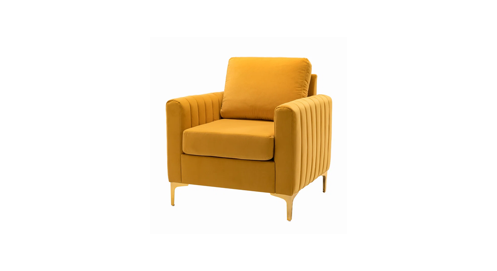 CreativeDecore Velvet Rafeal  Accent Chair/Lounge Chair for  Living Room, Bedroom, Armchair Sofa Chair with Gold Legs.