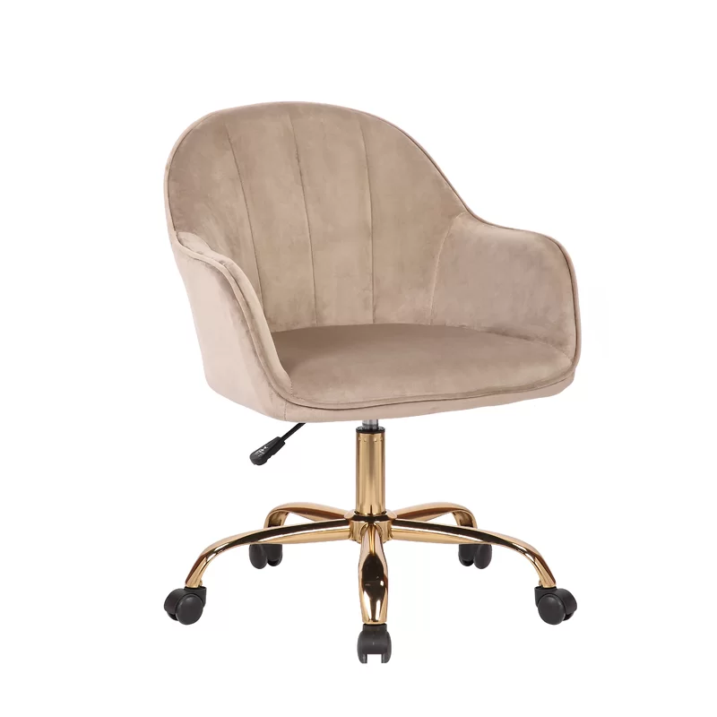 Comfy CreativeDecore Auroratask Chair | Study, Office Swivel Chair with Gold Base & Armrests