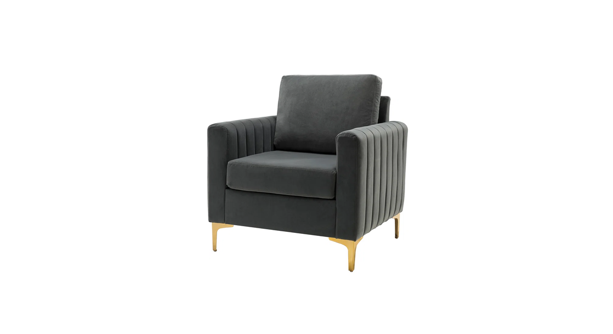 CreativeDecore Velvet Rafeal  Accent Chair/Lounge Chair for  Living Room, Bedroom, Armchair Sofa Chair with Gold Legs.
