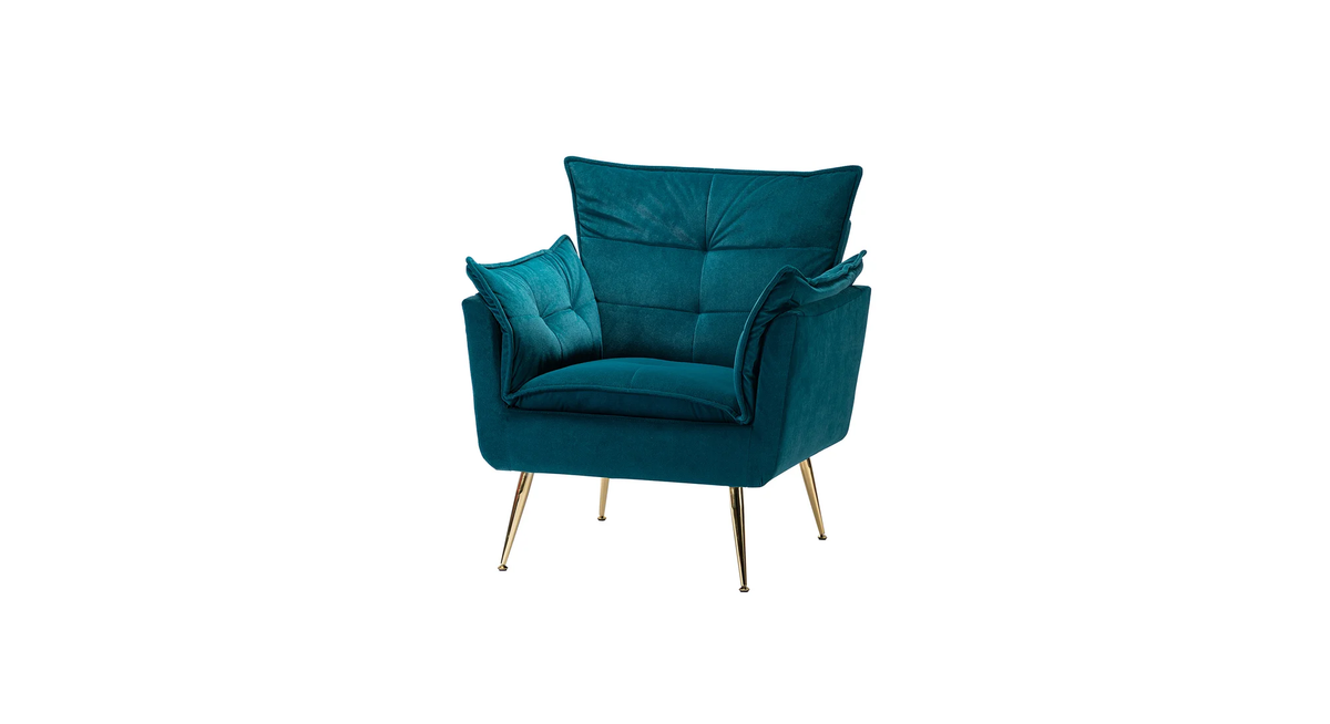 CreativeDecore Velvet fyn Accent Chair/Lounge Chair for  Living Room, Bedroom, Armchair Sofa Chair with Gold Legs.