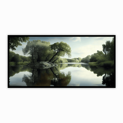 "Lake and Trees Nature Scene - Tranquil Landscape Artwork"