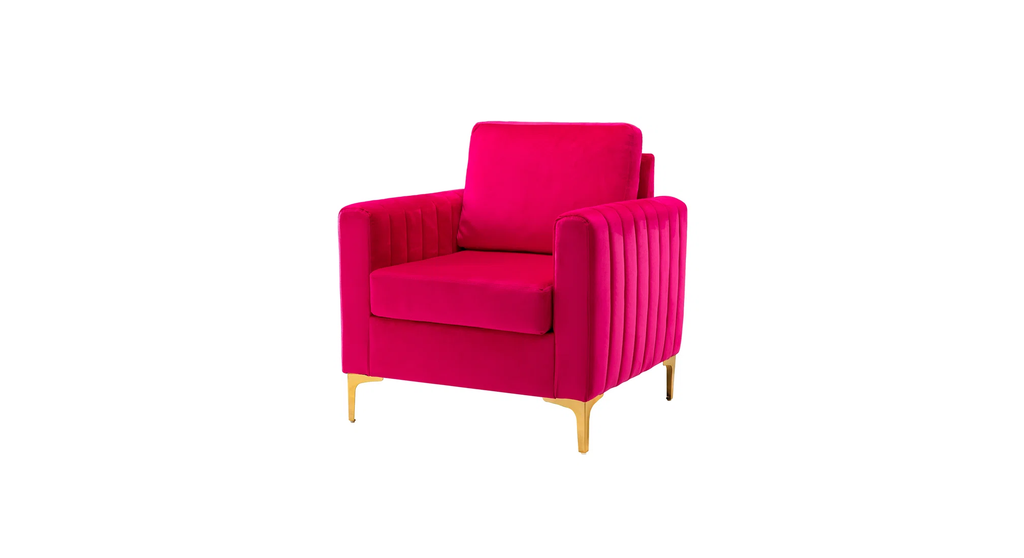 CreativeDecore Velvet Rafeal  Accent Chair/Lounge Chair for  Living Room, Bedroom, Armchair Sofa Chair with Gold Legs.