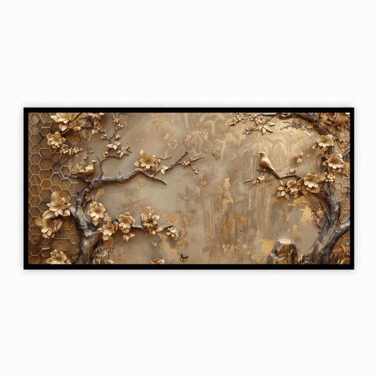 Tree With Golden Structure: Wall Paintings by Creative Decor