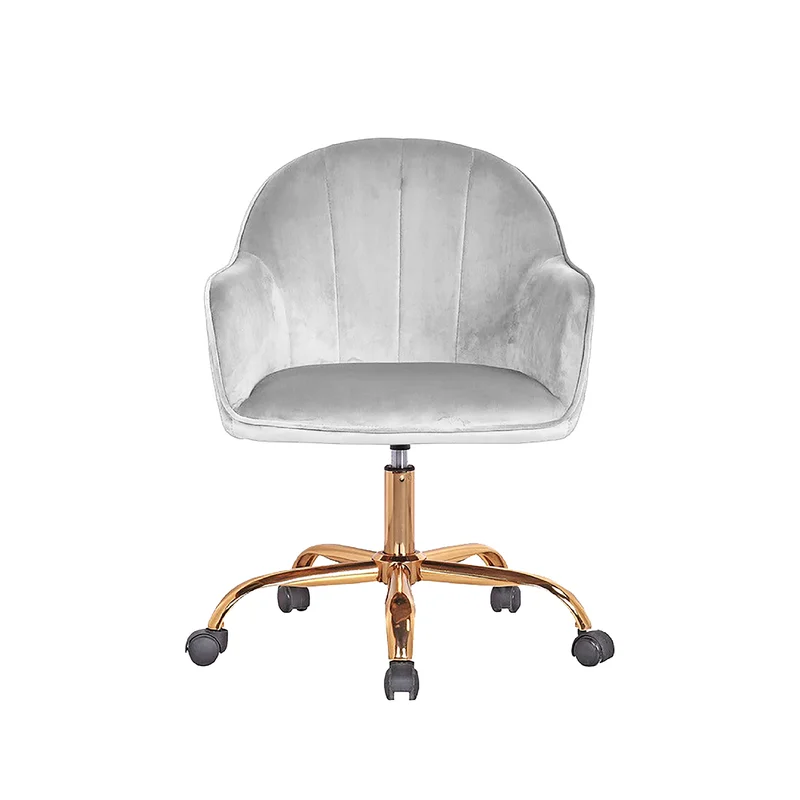 Comfy CreativeDecore Silver Auroratask Chair | Study, Office Swivel Chair with Gold Base & Armrests